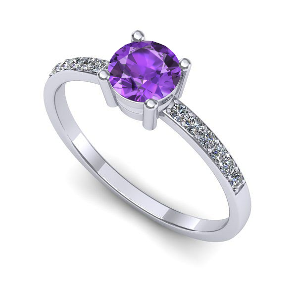 Inel logodna din aur alb cu ametist