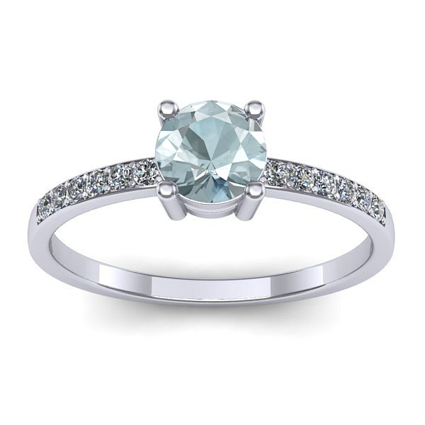 Inel logodna cu aquamarin rotund