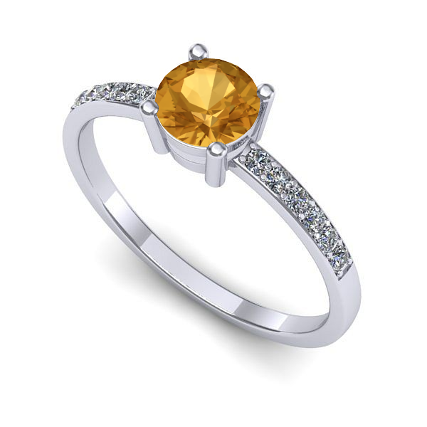 Inel de logodna din aur alb cu citrin