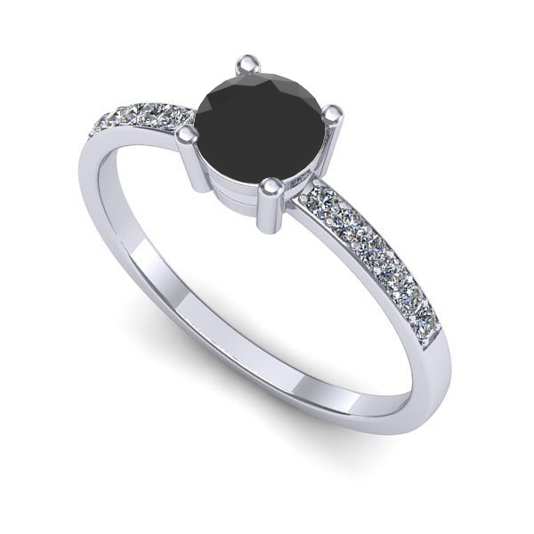 Inel logodna din aur alb cu diamant negru