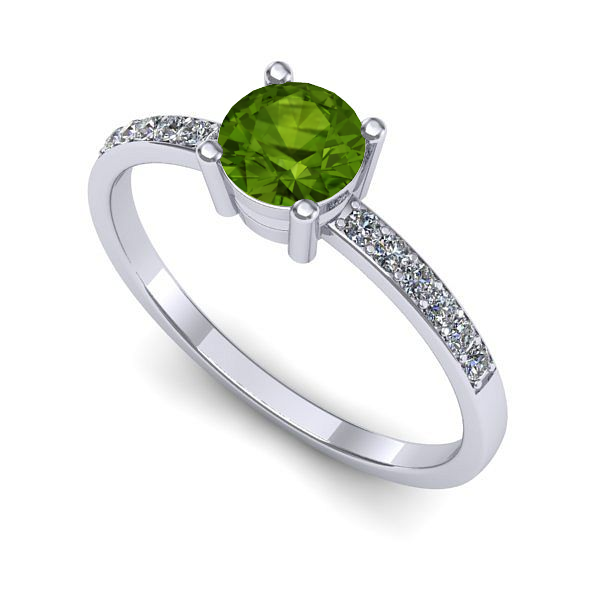 Inel din aur alb cu peridot