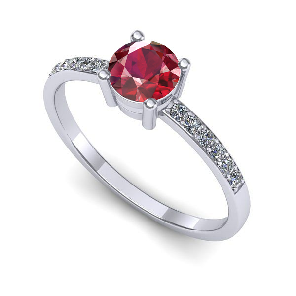 Inel de logodna din aur alb cu rubin