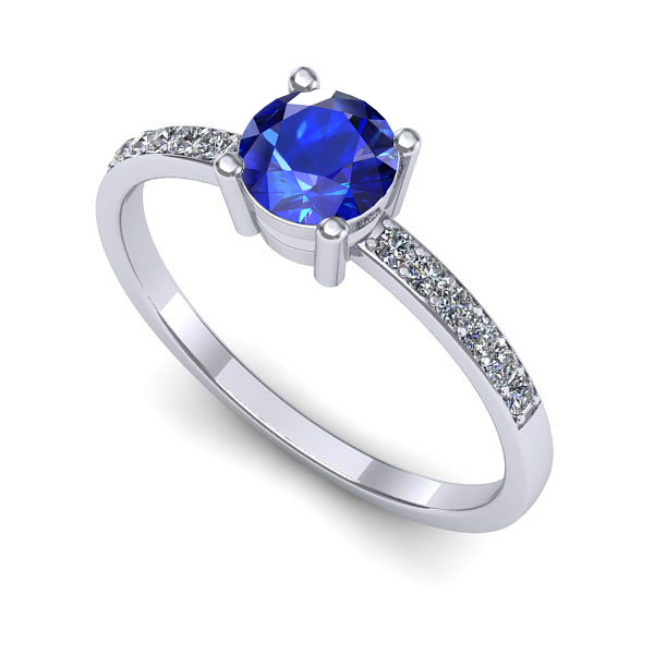 Inel logodna din aur alb cu safir