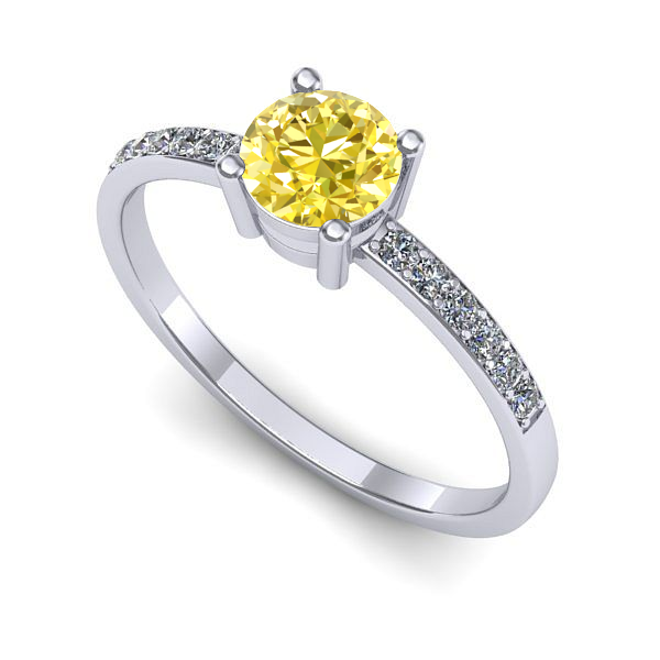 Inel logodna din aur alb cu safir galben