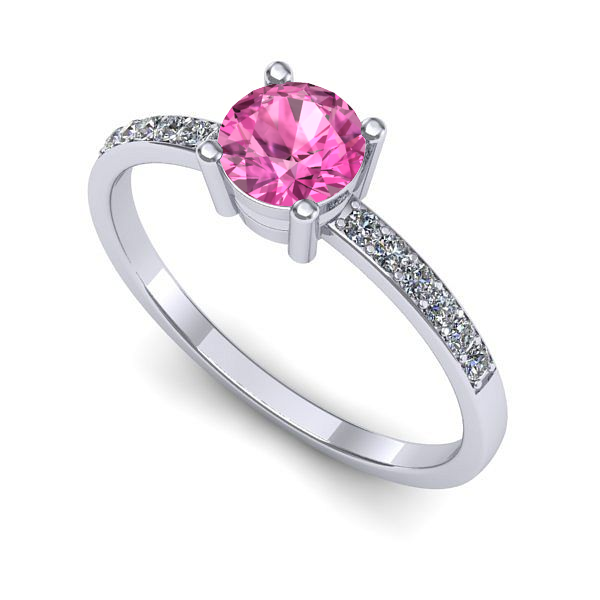 Inel din aur alb cu safir roz