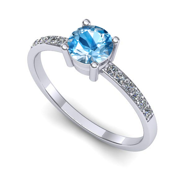 Inel logodna din aur alb cu topaz blue