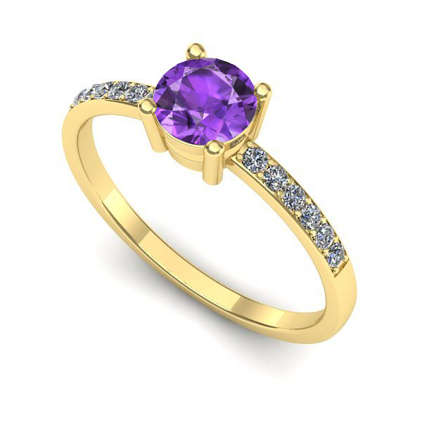 Inel din aur galben cu ametist