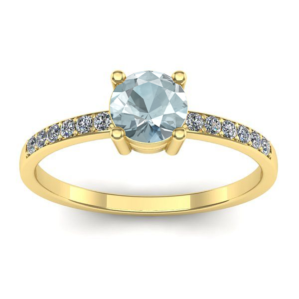 Inel logodna cu aquamarin rotund