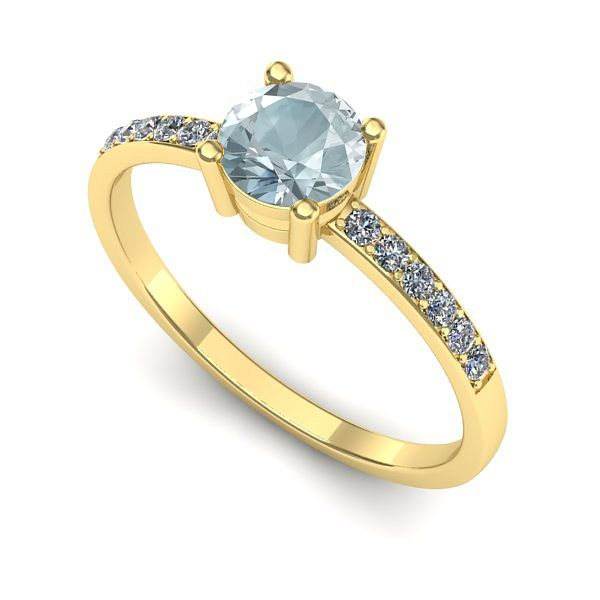 Inel de logodna din aur galben cu aquamarin