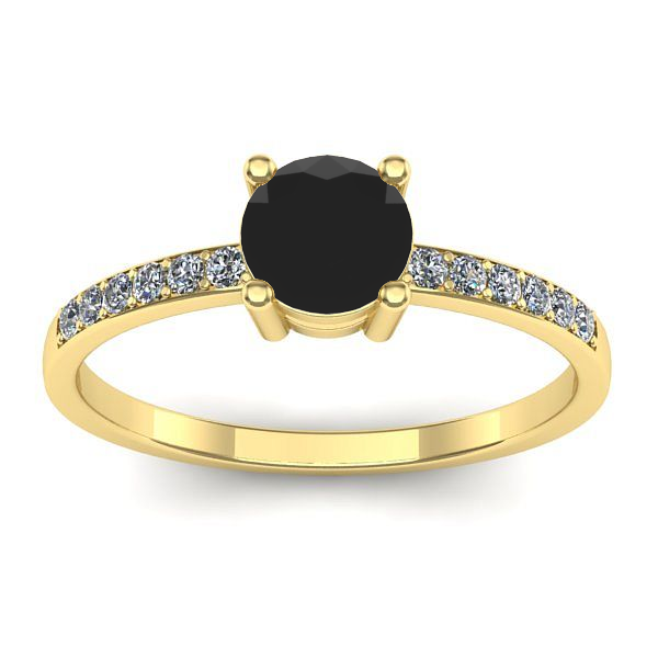 Inel cu diamant negru rotund