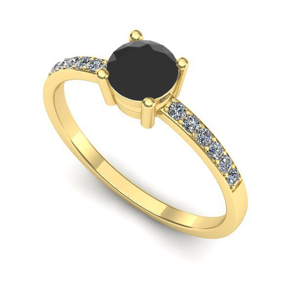 Inel din aur galben cu diamant negru