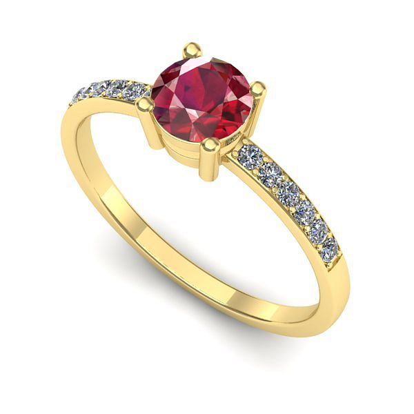 Inel logodna din aur galben cu rubin