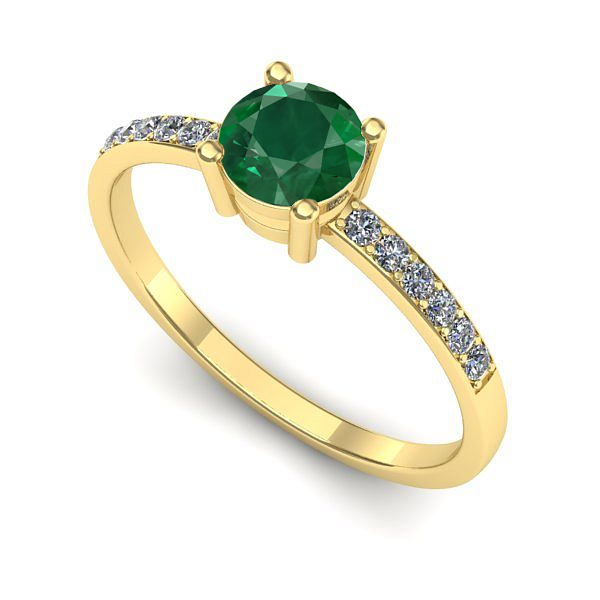 Inel logodna din aur galben cu smarald