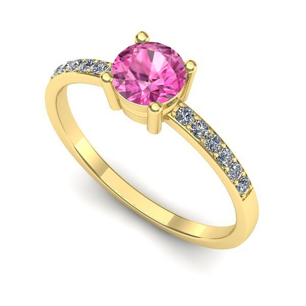 Inel din aur galben cu safir roz