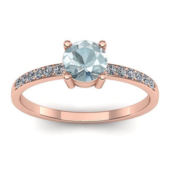 Inel cu aquamarin rotund