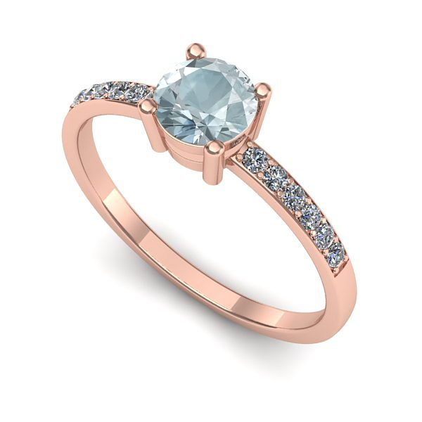 Inel din aur roz cu aquamarin