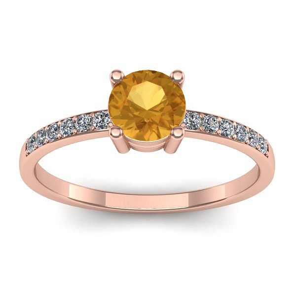 Inel logodna cu citrin rotund