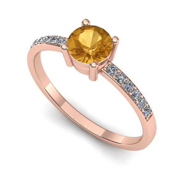 Inel din aur roz cu citrin