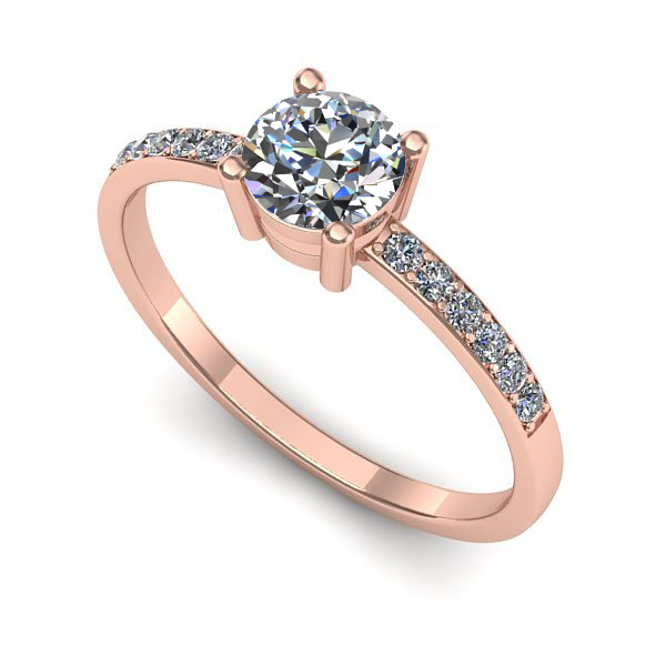 Inel logodna din aur roz cu diamant