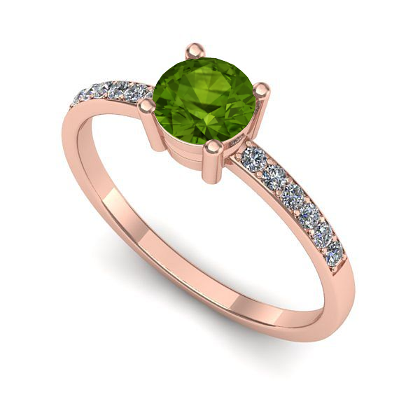 Inel din aur roz cu peridot