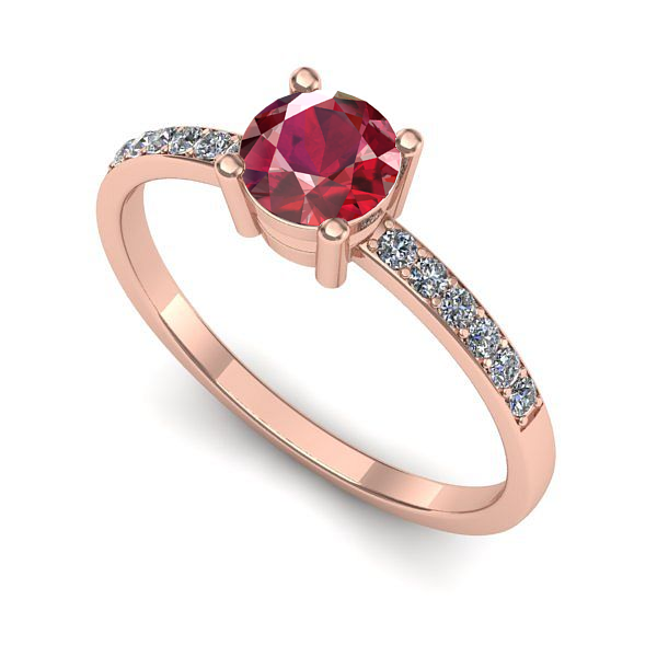 Inel de logodna din aur roz cu rubin