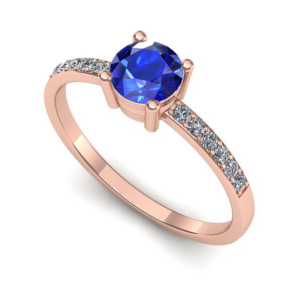 Inel de logodna din aur roz cu safir