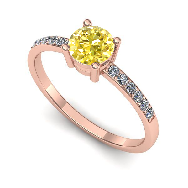 Inel de logodna din aur roz cu safir galben