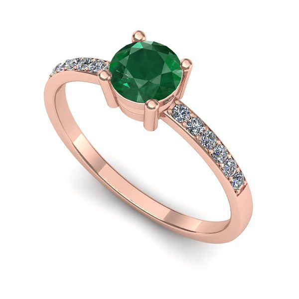Inel din aur roz cu smarald