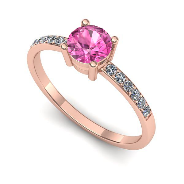 Inel din aur roz cu safir roz