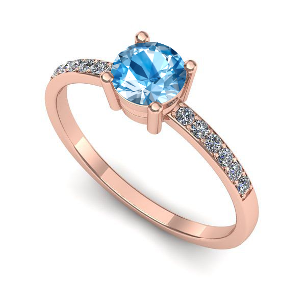 Inel din aur roz cu topaz blue