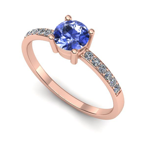 Inel din aur roz cu tanzanit