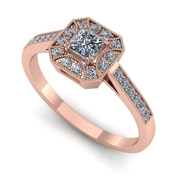 Inel din aur roz cu diamant