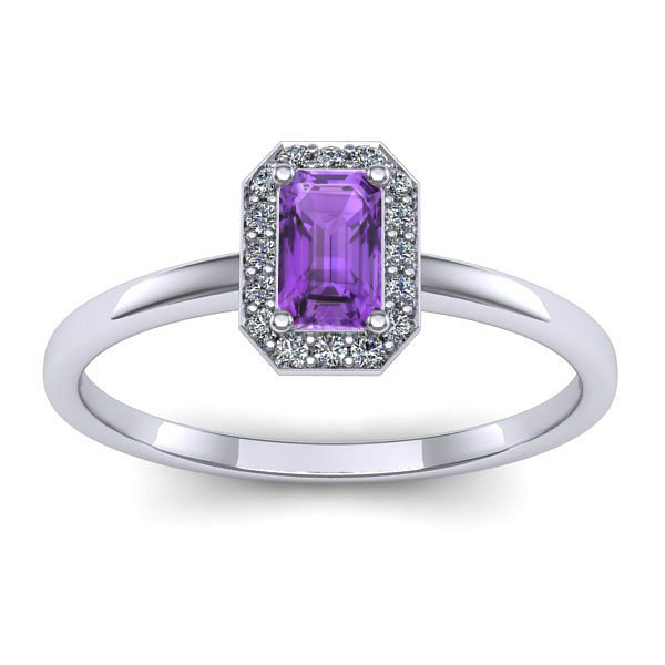 Inel cu ametist dreptunghiular