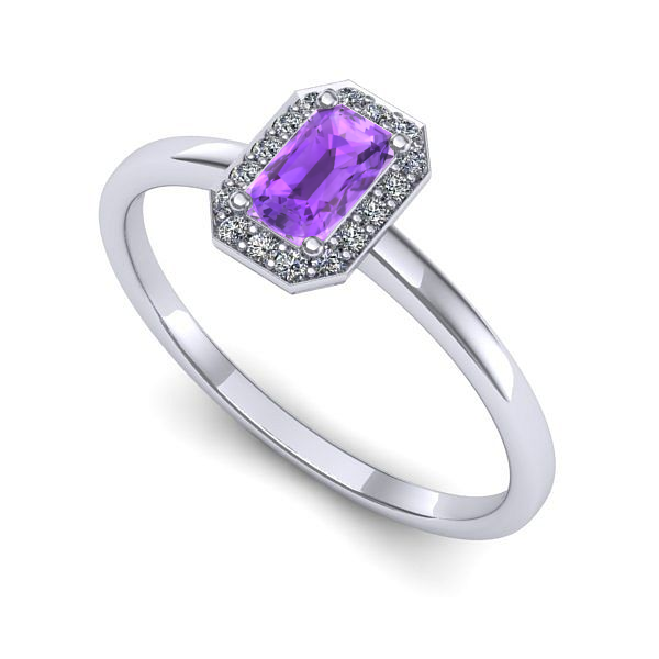 Inel de logodna din aur alb cu ametist