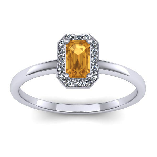 Inel de logodna cu citrin dreptunghiular