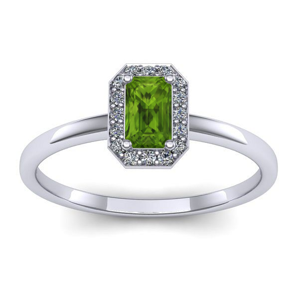Inel cu peridot dreptunghiular