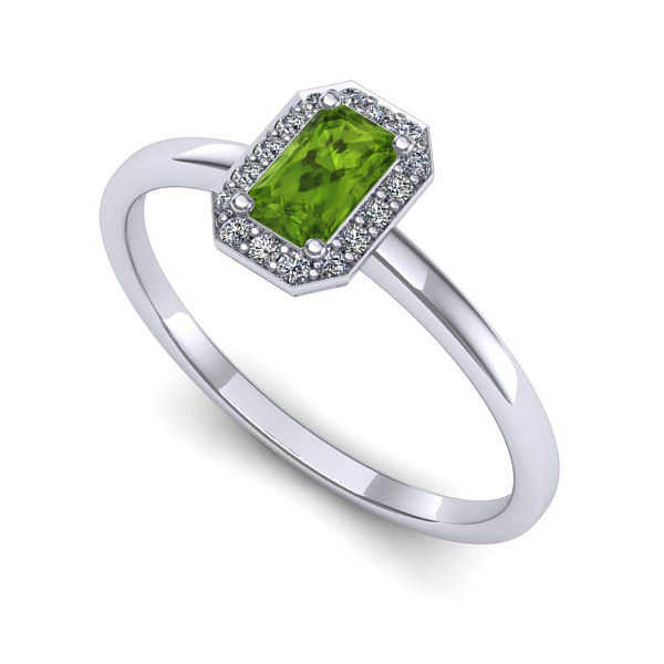 Inel de logodna din aur alb cu peridot