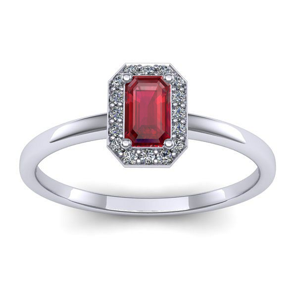 Inel logodna cu rubin dreptunghiular