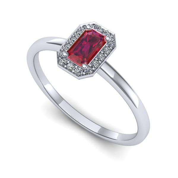 Inel din aur alb cu rubin