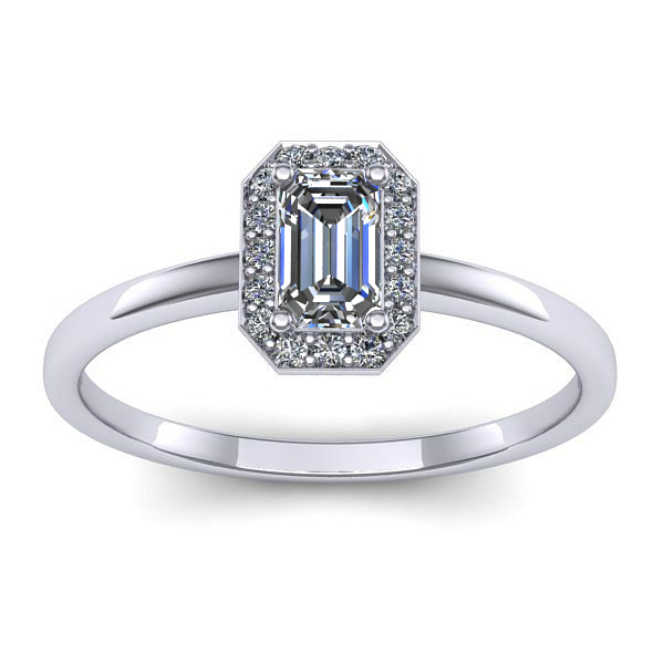 Inel logodna cu safir alb dreptunghiular