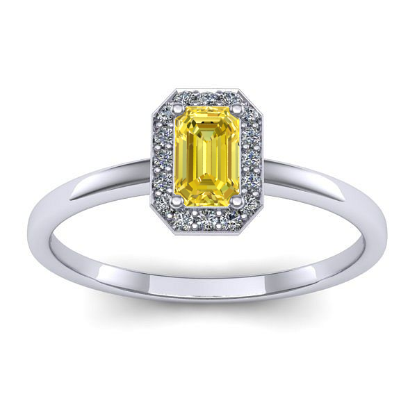 Inel logodna cu safir galben dreptunghiular