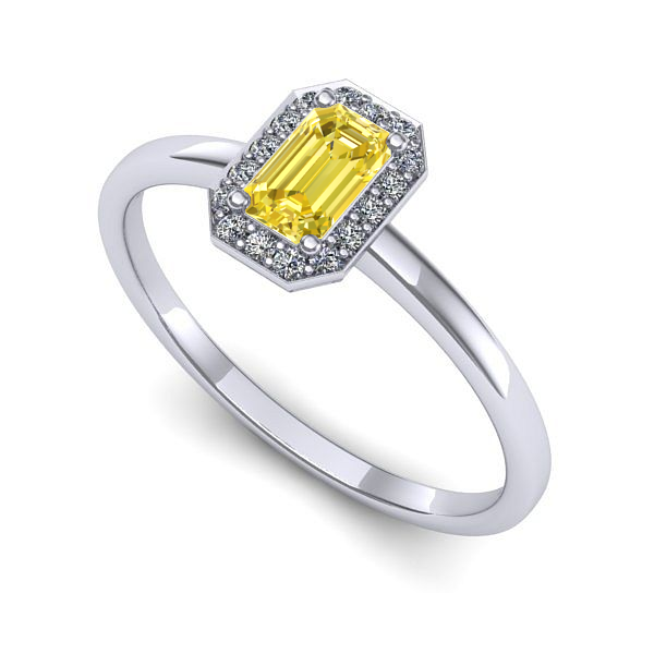 Inel din aur alb cu safir galben