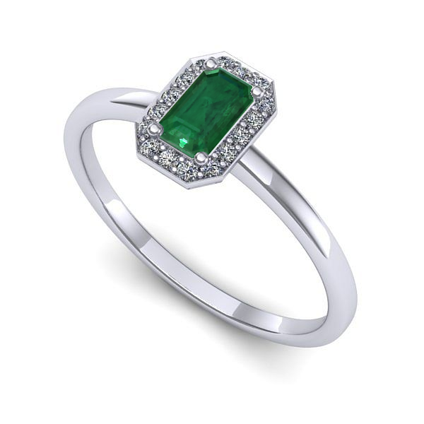 Inel din aur alb cu smarald