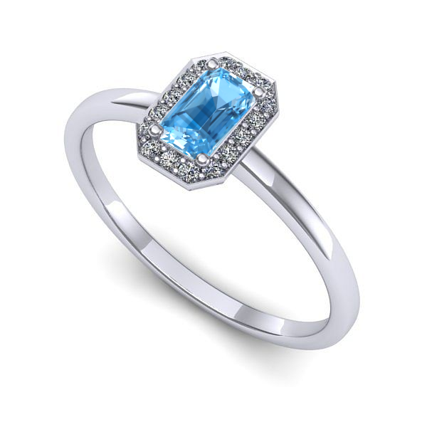 Inel logodna din aur alb cu topaz blue