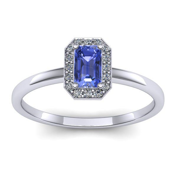 Inel de logodna cu tanzanit dreptunghiular
