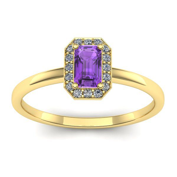 Inel de logodna cu ametist dreptunghiular