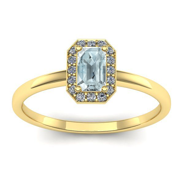 Inel de logodna cu aquamarin dreptunghiular