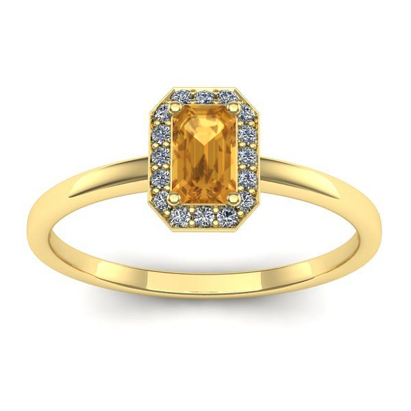 Inel logodna cu citrin dreptunghiular