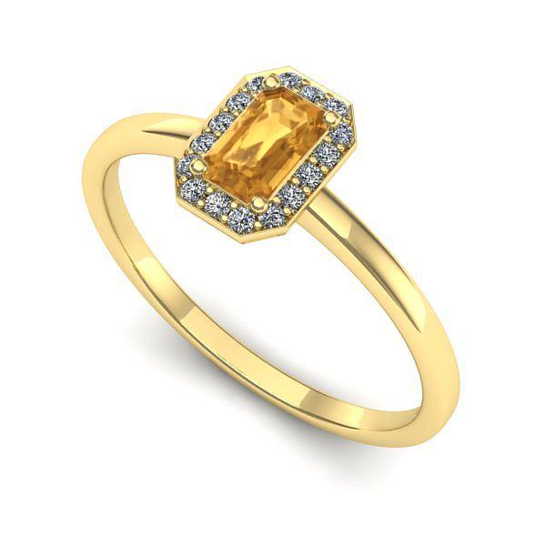 Inel de logodna din aur galben cu citrin