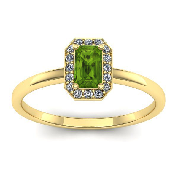 Inel de logodna cu peridot dreptunghiular